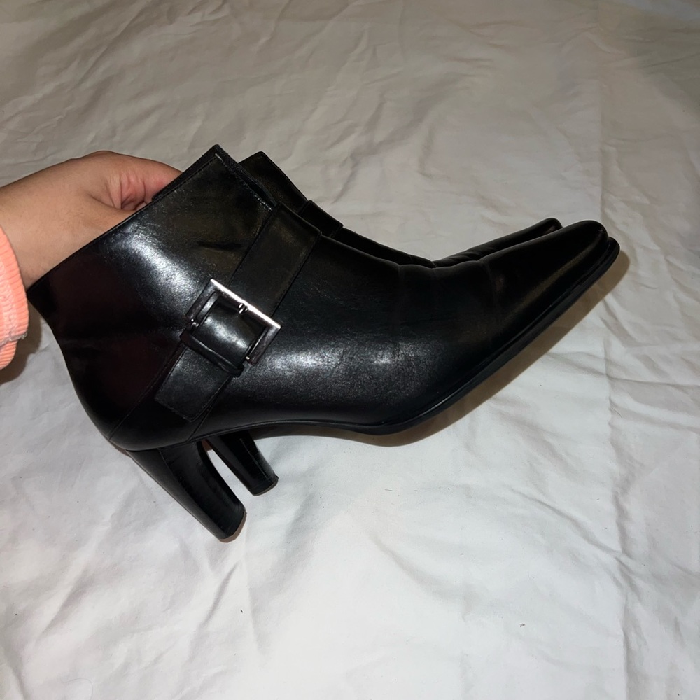 Franco Sarto Leather Black Heeled Boots